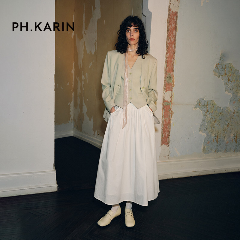 明星同款 PH KARIN设计感亚麻宽松西装短外套女2024秋新款上衣