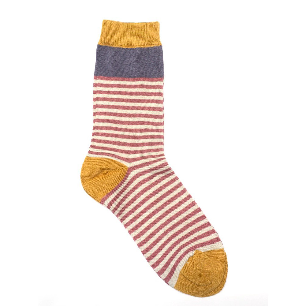 竹袜竹纤维抗菌防臭透气抗过敏条纹无骨对目中筒女袜3色THO119-图0