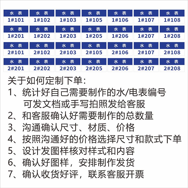 小区物业楼层水表电表编号挂牌定制冷水热水自来水给水回水进水管