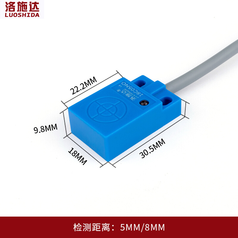 方形电感式接近开关传感器Q18C05NO三线NPN常开24V感应开关-图1