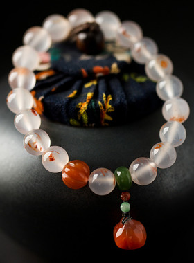 南山非遗文创冰飘南红手串搭配碧玉面包圈南瓜珠南红莲蓬手链女夏