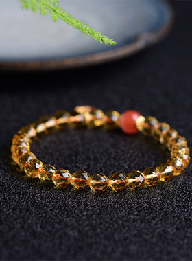 南山非遗文创黄水晶单圈刻面手链925配件时尚简约男女生款手串