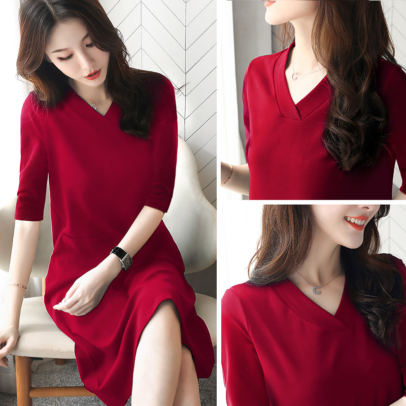 红色大码胖mm 2020年夏季连衣裙 甄度大码女装