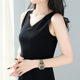 Black outer wear bottom v-neck sleeveless vest skirt A-line skirt