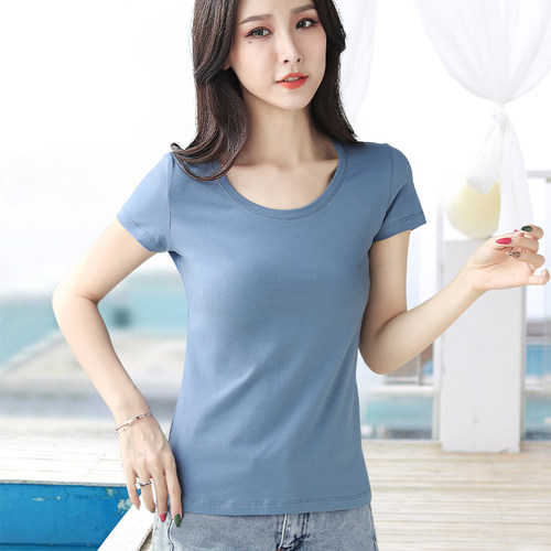 2026新款正肩常规棉质短袖t恤女百搭大码内搭纯色上衣打底衫夏季 - 图2