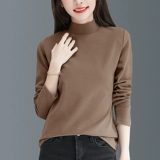 Демисезонный базовый приятный телу хлопковый лонгслив, термобелье для матери, высокий воротник, для среднего возраста