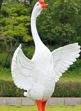 模拟鹅雕塑田园风格玻璃纤维大饰品乡村庭院农家乐装饰户外公园森