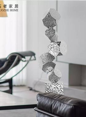 轻奢简约不锈钢落地雕塑酒店样板间现代客厅玄关装饰高端软装摆件