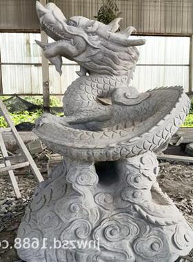 景区石雕大龙头制作山东石刻青龙雕塑报价户外景观石头龙样式图
