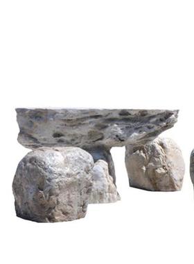 彷真石头摆件玻璃钢假石桌椅雕塑户外别墅草坪小区假山井盖石装饰