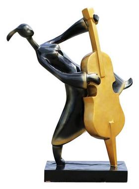 玻璃钢抽象音乐人物雕塑售楼处酒店小区乐队摆件户外商场提琴装饰