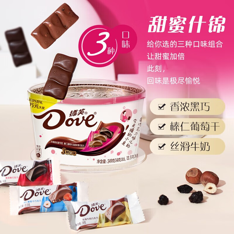 德芙（Dove）经典巧克力零食婚庆喜糖果分享碗装生日礼物-图2