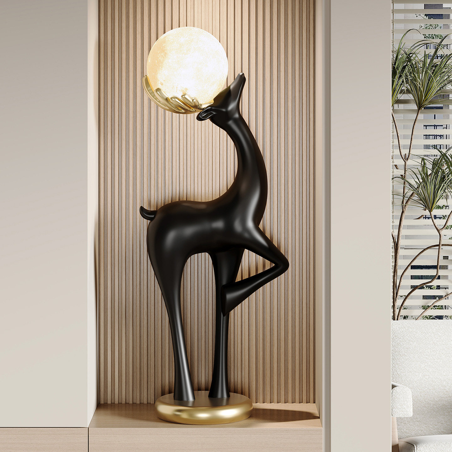 入户玄关壁龛鹿落地摆件福禄呈祥客厅电视柜旁装饰灯乔迁新居礼物,淘宝优惠券,粉丝福利购,淘宝优惠卷