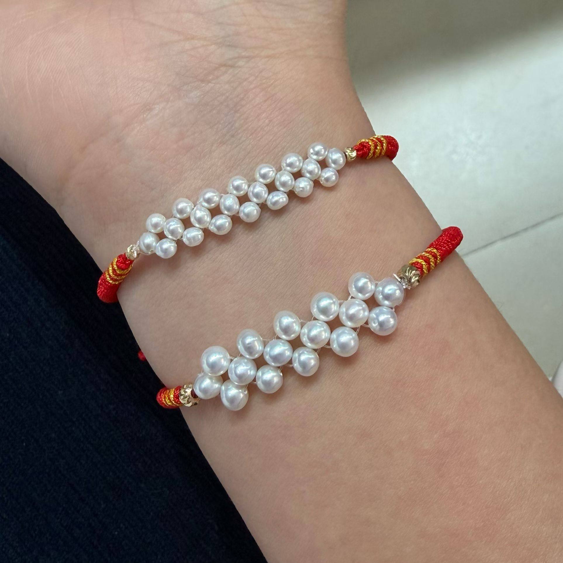 广西北海天然珍珠本命年红绳编织款珍珠手绳手链,淘宝优惠券,粉丝福利购,淘宝优惠卷