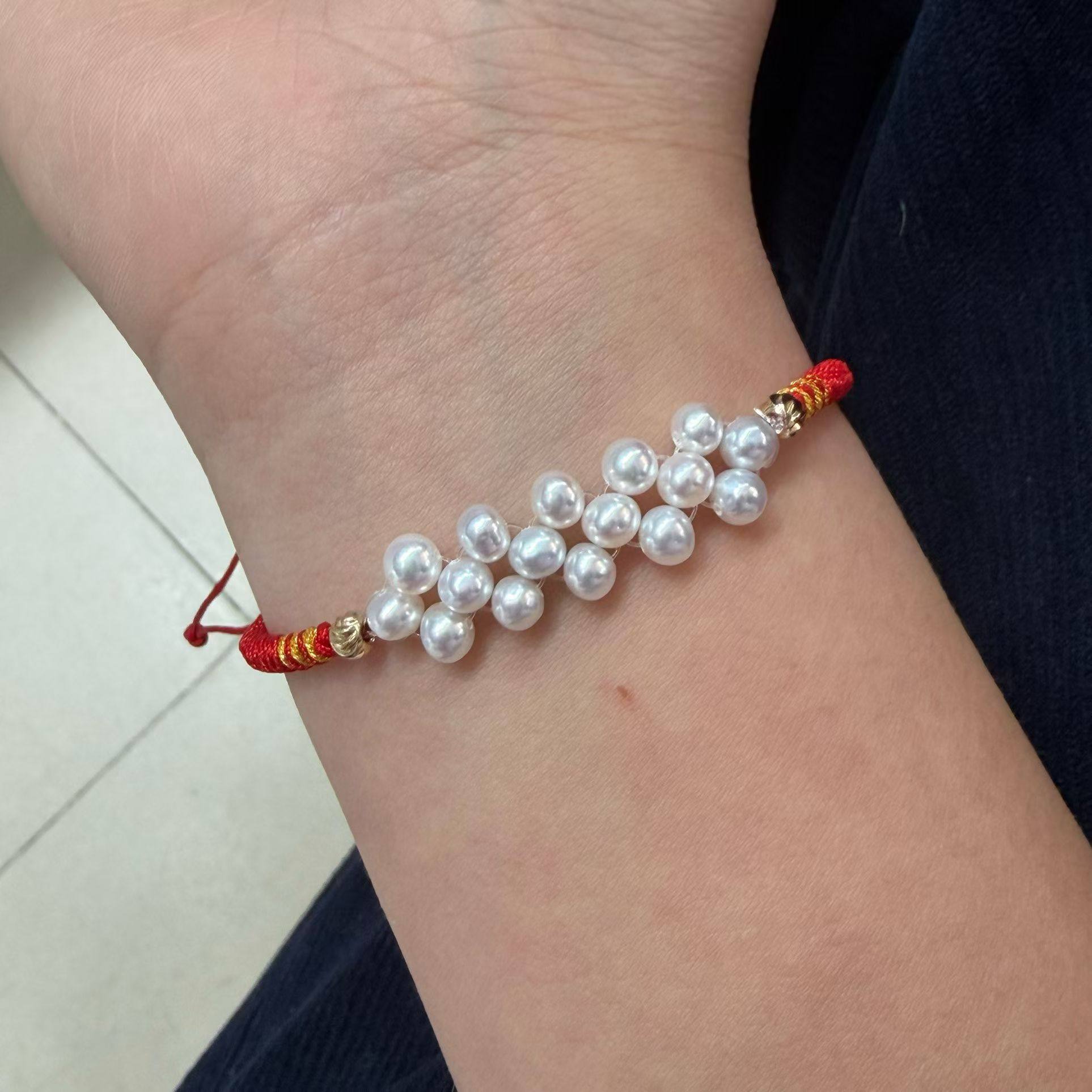 广西北海天然珍珠本命年红绳编织款珍珠手绳手链,淘宝优惠券,粉丝福利购,淘宝优惠卷