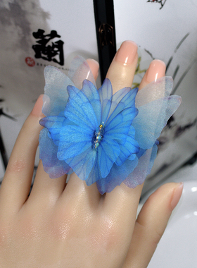 蝴蝶食指戒指新中式汉服旗袍又纯又欲复古风开口指环小众设计超仙