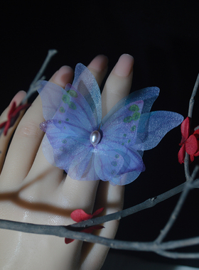 仿古蝴蝶开口戒指女个性轻奢高级感指环小众设计新款表演舞蹈手饰