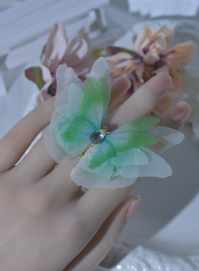 甜美宫廷风新中式国风开口戒指复古风手工表演出小众高级设计指环