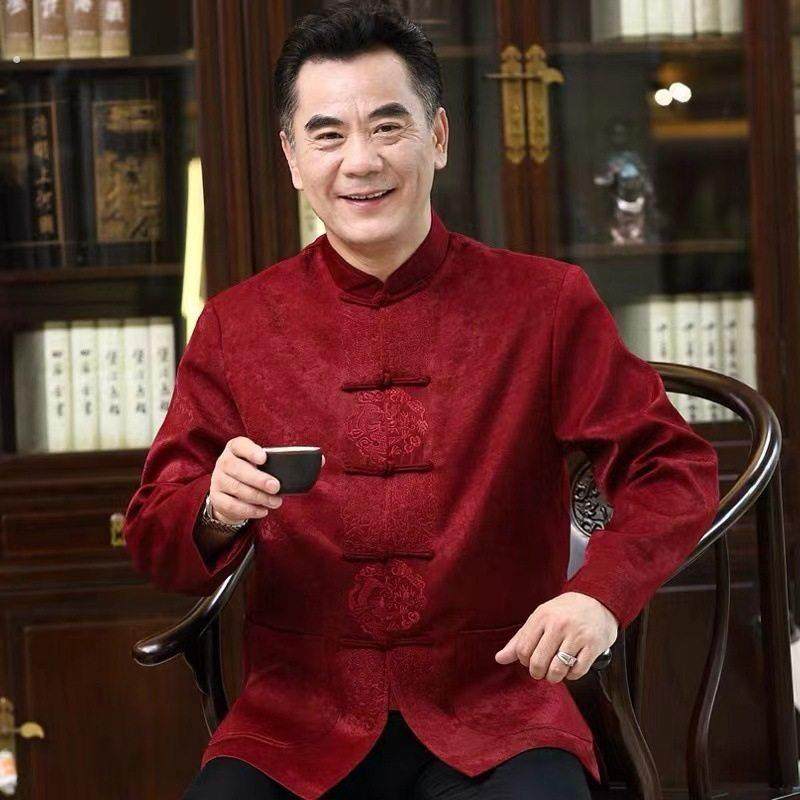中老年唐装男春秋外套中国风上衣夹克老人生日过寿爸爸婚礼服套装,淘宝优惠券,粉丝福利购,淘宝优惠卷