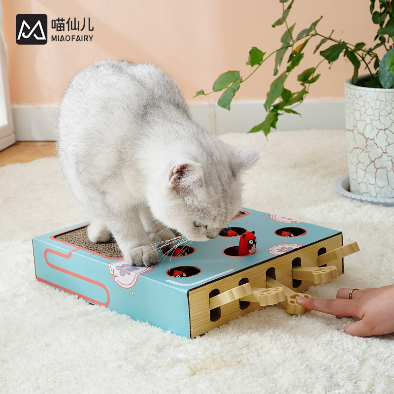 猫玩具打地鼠瓦楞纸猫抓板逗猫玩具多功能猫咪玩具猫猫用品-图0