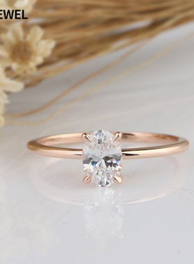极速QXJbEWEL Oval Cut 14K Solitaire Ring Moissanite Engageme