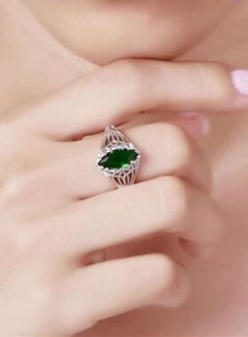 极速Chen Rui jewelry hortse eye aquamarine ring pattern wome