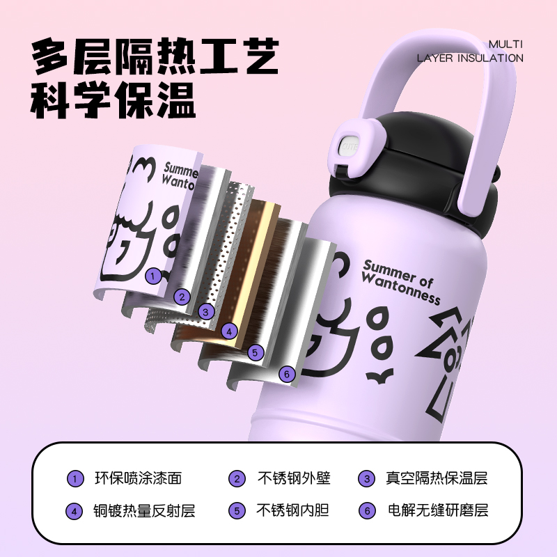 保温杯女生2025新款便携小巧高颜值316不锈钢学生上学专用水杯子