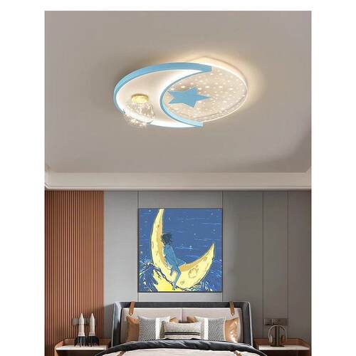 卡通星月灯儿童灯男孩女孩房间灯具网红北欧现代简约卧室灯吸顶灯 - 图3
