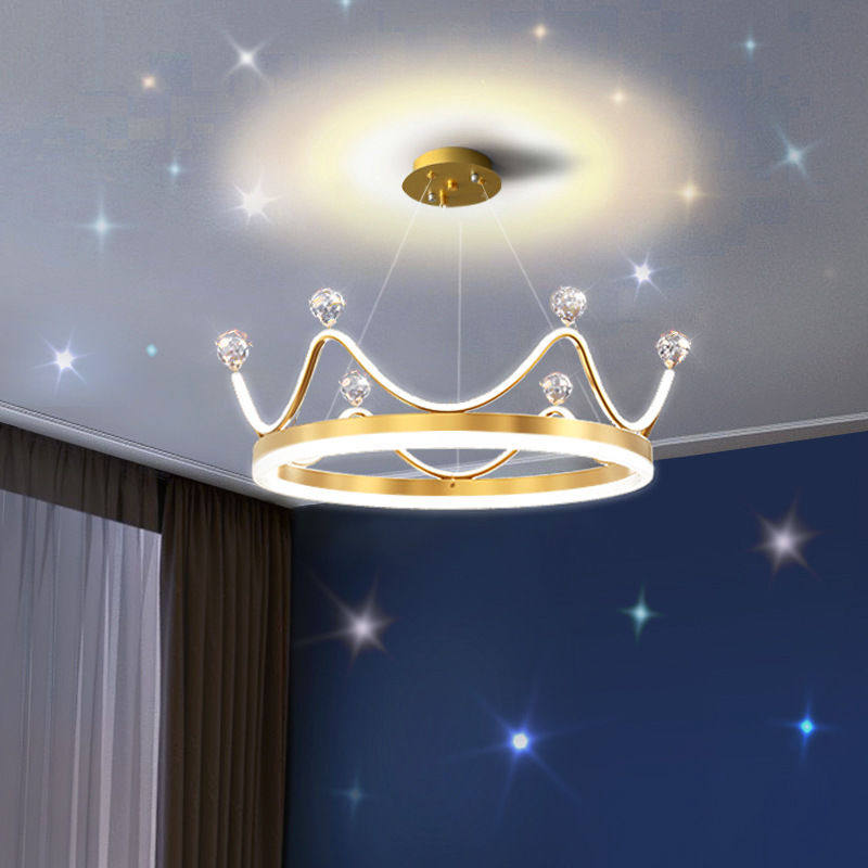 皇冠水晶吊灯卧室灯饰少女心网红创意现代简约儿童北欧灯具客厅灯,淘宝优惠券,粉丝福利购,淘宝优惠卷