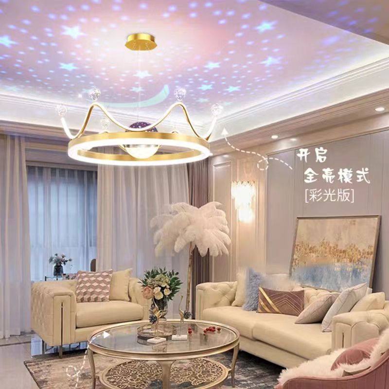 皇冠水晶吊灯卧室灯饰少女心网红创意现代简约儿童北欧灯具客厅灯,淘宝优惠券,粉丝福利购,淘宝优惠卷