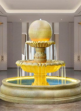 家家水美欧式球型流水喷泉摆件酒店客厅落地鱼池景观转运招财装饰