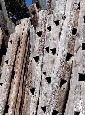 清泉古艺 长方形圆形树干设计装修材料空间造景设计原木装饰原料