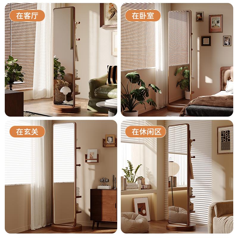 全身镜落地镜家用网红女生卧室全身镜衣帽架一体可旋转移动全身镜 - 图3