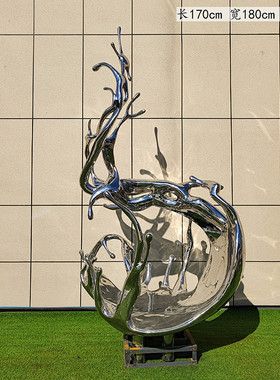 大型不锈钢水浪花雕塑定制创意水滴波纹庭院装饰水景镜面美陈摆件