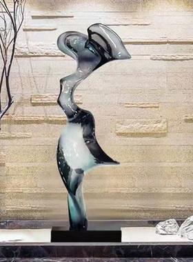 酒店大堂售楼处玄关雕塑艺术品落地透明树脂摆件高档客厅家居饰品