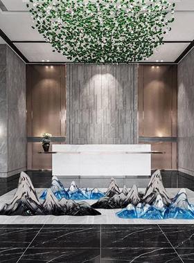 现代创意透明假山摆件树脂雕塑酒店售楼处大厅别墅玄关装饰工艺品