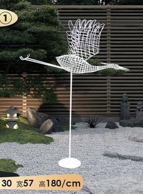 不锈钢仙鹤雕塑金属镜面火烈鸟摆件酒店水景售楼部草坪装饰品定制