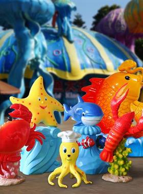 海洋生物系列玻璃钢摆件鲤鱼螃蟹龙虾雕塑园林景观海洋馆景区装饰