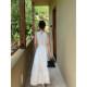 Maven Lin White Tea Lyocell Resort Style Halter Dress ແມ່ຍິງແບບງ່າຍດາຍໂບໂບອີນໂບໄຮເດຣດ Suspender Dress