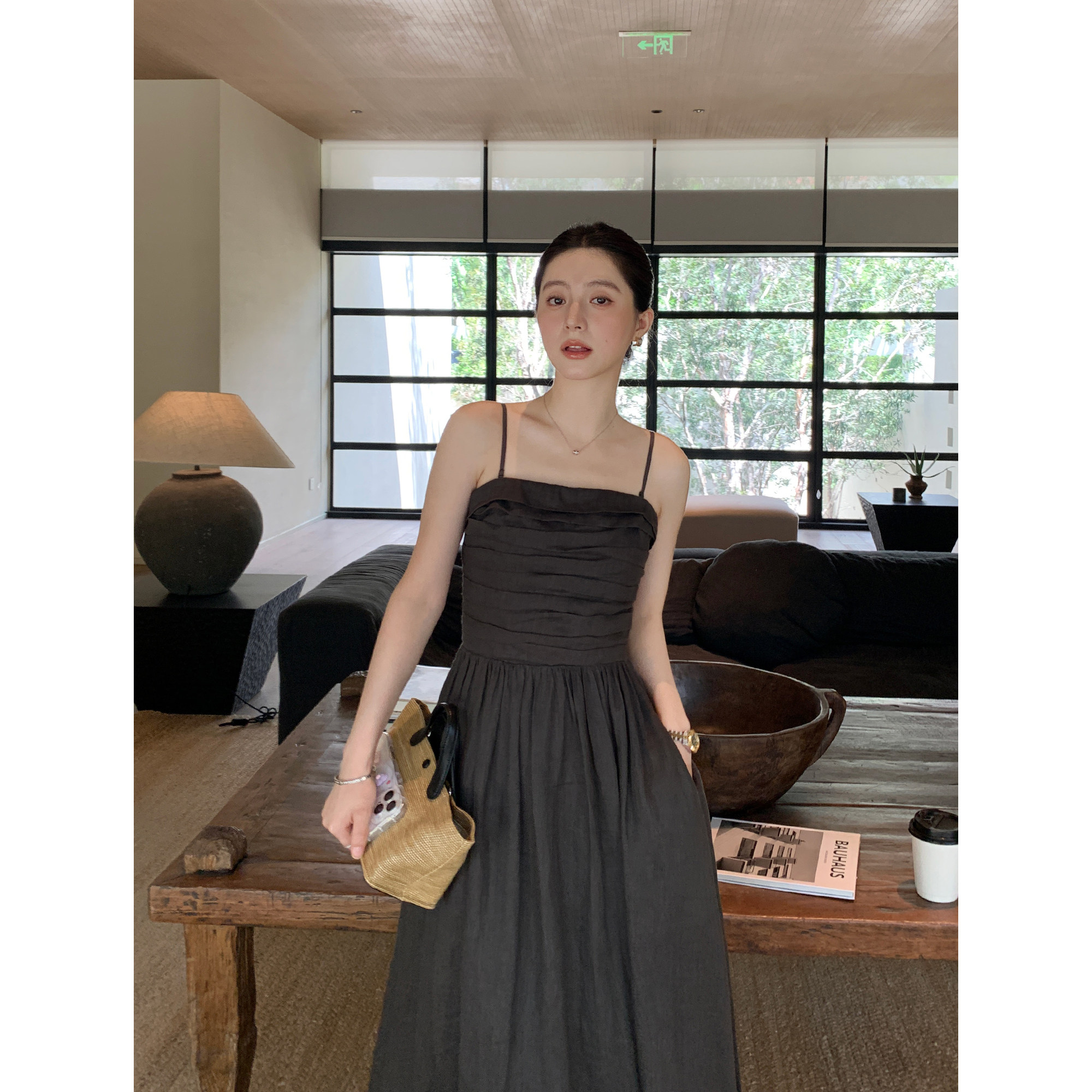 Maven Lin 淡人智者|100%亚麻抹胸连衣裙女高支A型大摆度假吊带裙 - 图3