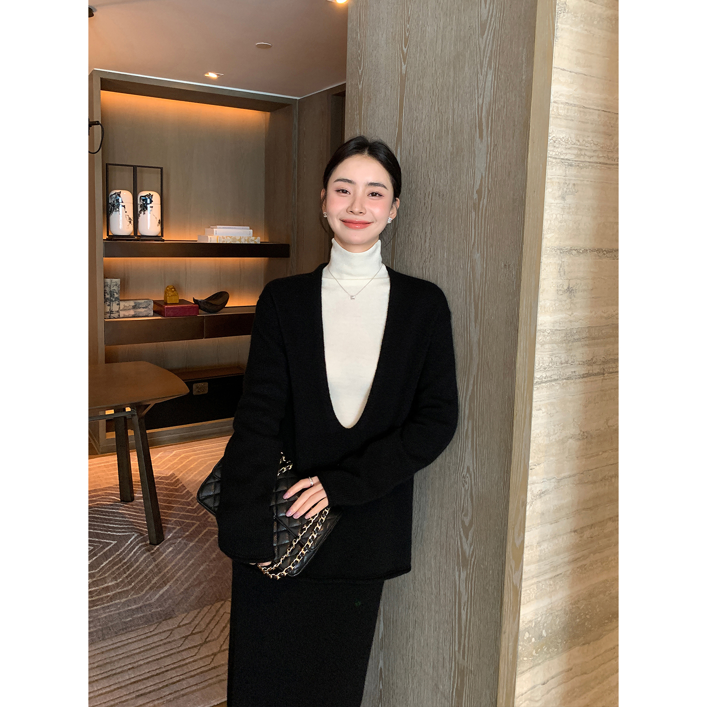 Maven Lin 精裁基础款 气质高领羊毛针织衫女修身打底衫内搭上衣 - 图3