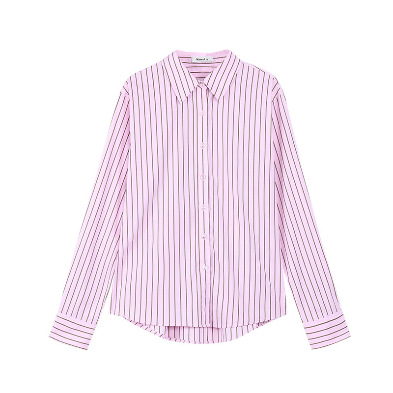 Maven Lin 简雅知性 气质粉色条纹长袖衬衫女高级感通勤宽松衬衣,淘宝优惠券,粉丝福利购,淘宝优惠卷