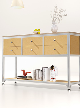 餐边柜储物柜工业风铝型材置物架实木展示柜办公室斗柜海洋板