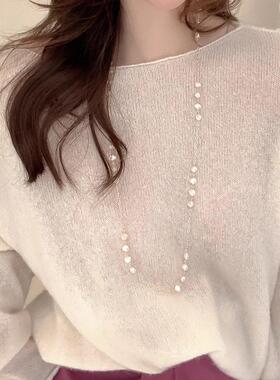 轻奢小众巴洛克珍珠毛衣链女