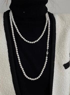 MaisonCleo珍珠元宝扣毛衣链女