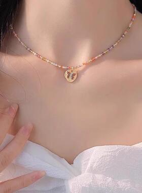 MaisonCleo彩色蝴蝶串珠锁骨链