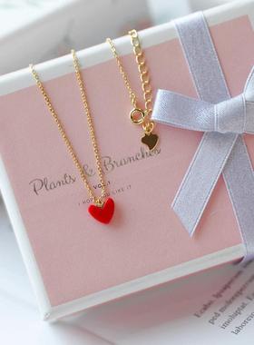 MaisonCleo「唯美气质」S925银红色爱心项链女轻奢气质锁骨链吊坠