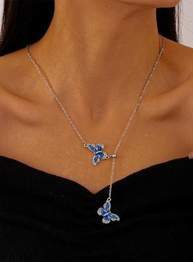 MaisonCleo欧美滴油金属蝴蝶几何链条项链简约·个性小众气质高级