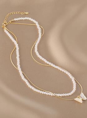 MaisonCleo赫本风珍珠蝴蝶锁骨链