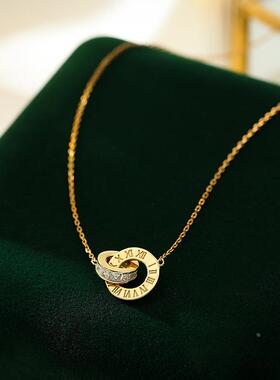 S925银古罗马环环相扣锁骨链